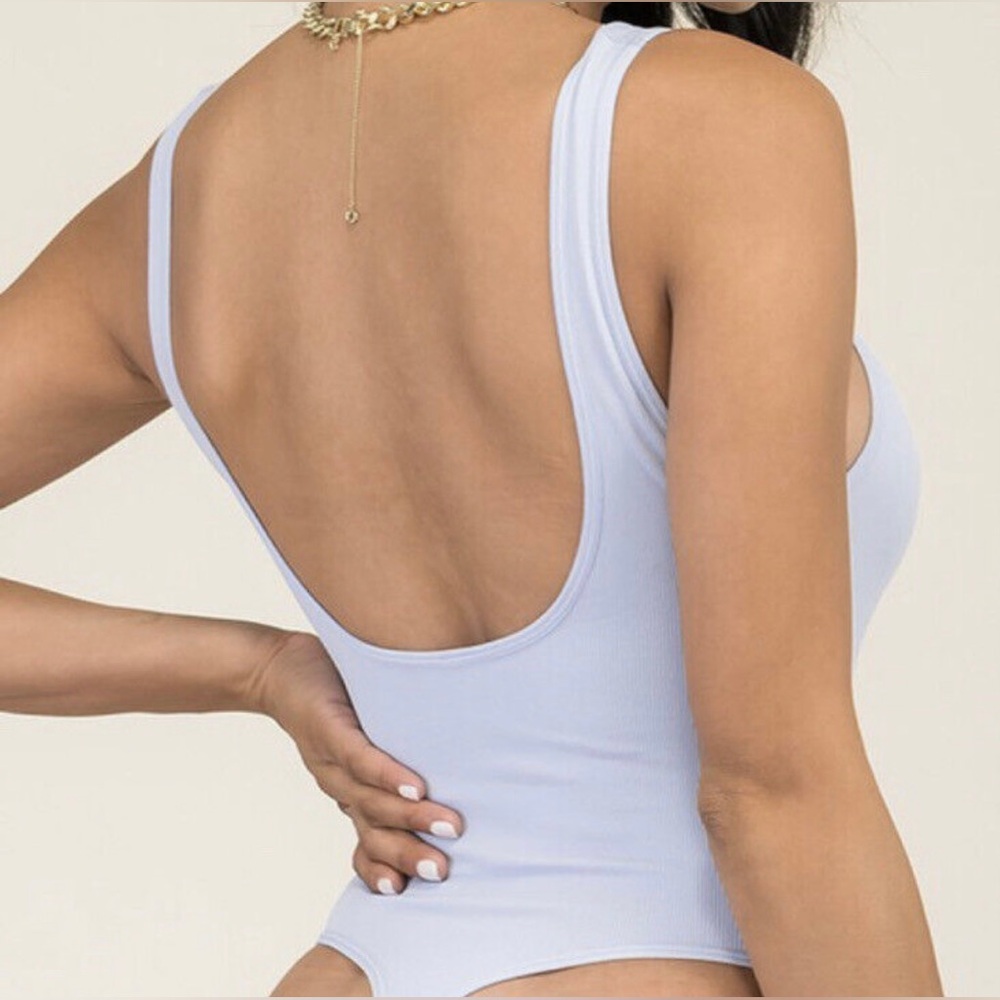 MissGuided White Plunge Back Thong Bodysuit